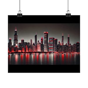 Chicago Skyline Poster - Matte Art Print - Modern Wall Decor - Cityscape Art (Design 6)