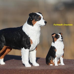 3D printed custom hand painted Australian or Miniature American Shepherd figurine, 5" or 7" long image 6