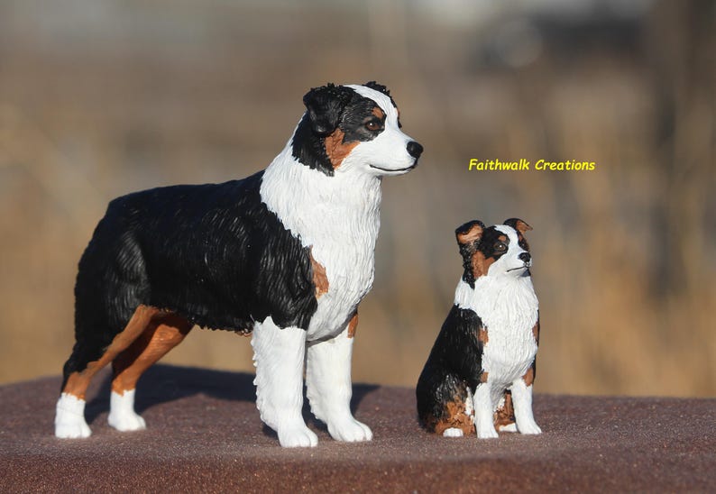 3D printed custom hand painted Australian or Miniature American Shepherd figurine, 5" or 7" long image 6
