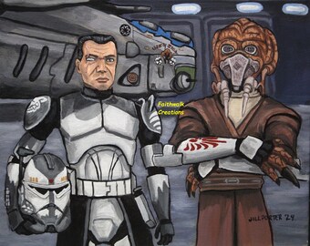 Star Wars The Clone Wars fan art Plo Koon, Commander Wolffe giclee print