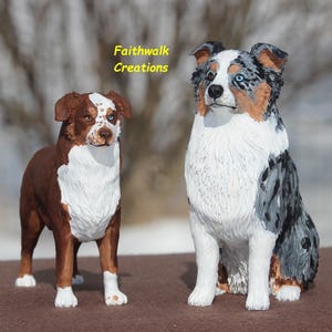 3D printed custom hand painted Australian or Miniature American Shepherd figurine, 5" or 7" long image 9