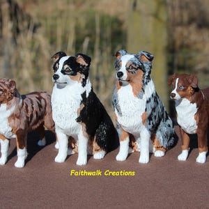 3D printed custom hand painted Australian or Miniature American Shepherd figurine, 5" or 7" long image 3