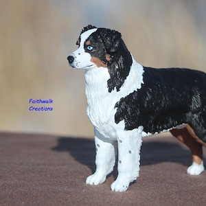3D printed custom hand painted Australian or Miniature American Shepherd figurine, 5" or 7" long image 8