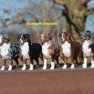 3D printed custom hand painted Australian or Miniature American Shepherd figurine, 5" or 7" long image 1