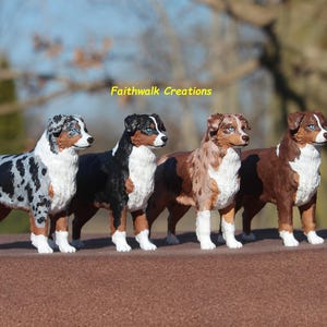 3D printed custom hand painted Australian or Miniature American Shepherd figurine, 5" or 7" long image 2