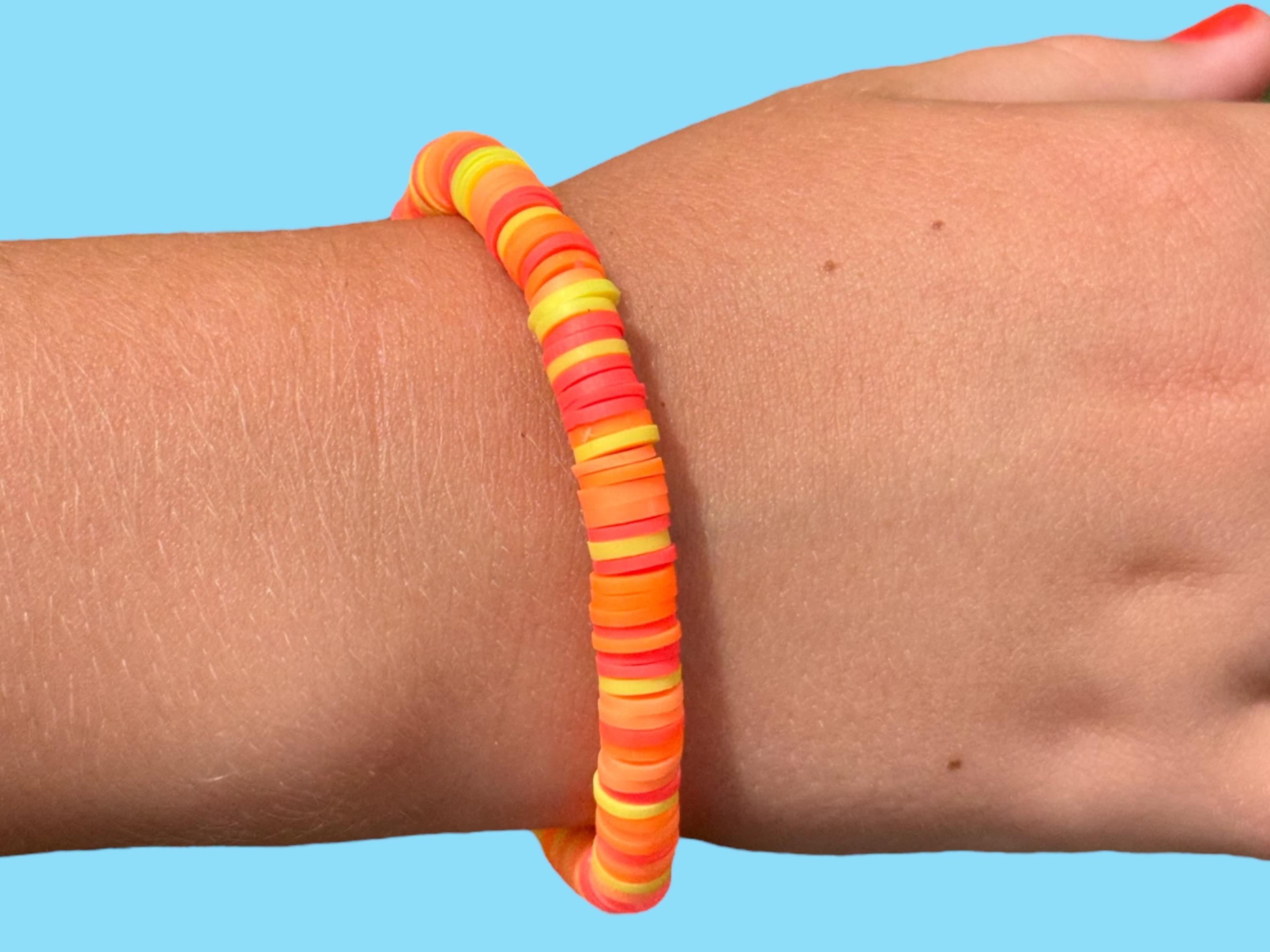Vibrant Sunset Orange Beachy Clay Bead Summer Bracelet! Beautiful accessories for your summer vacations and holidays!