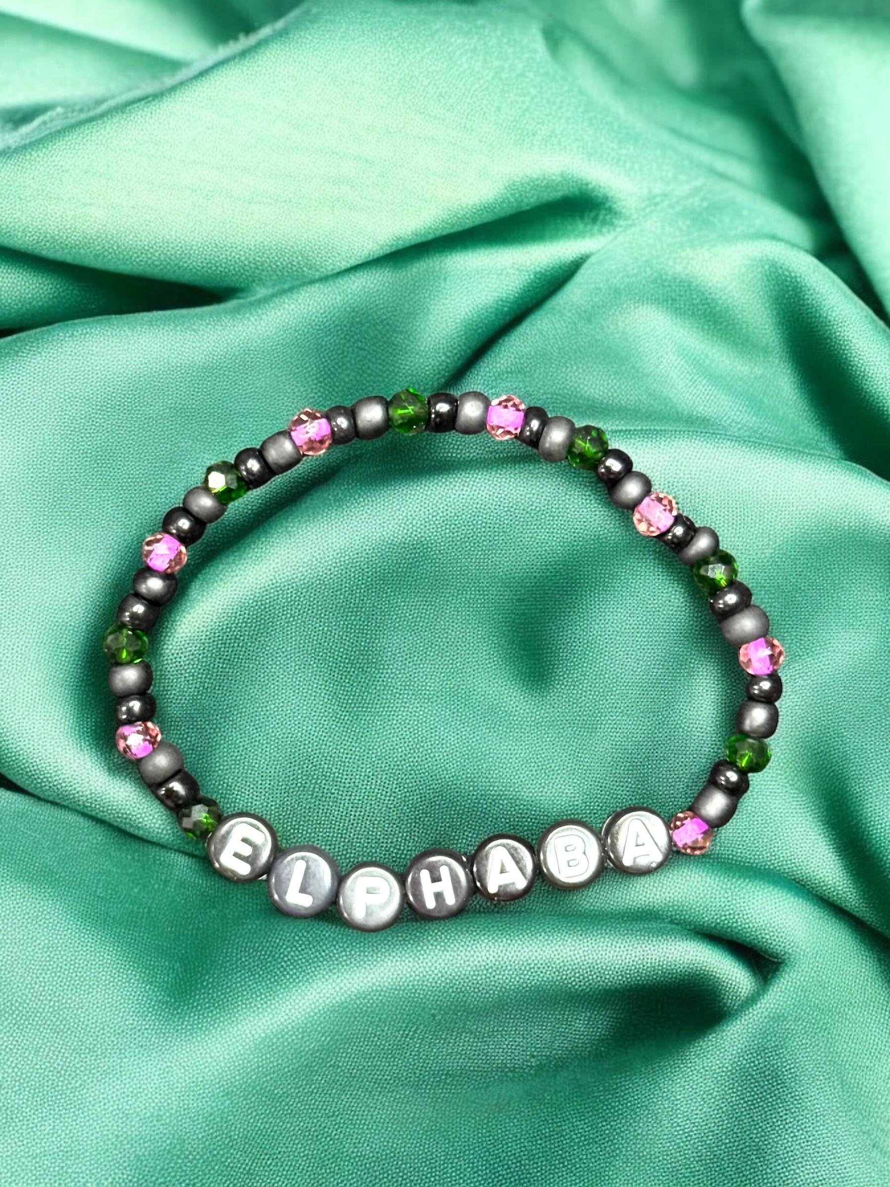 Elphaba Bracelet Set: Emerald Green Crystal & Letter Bead Jewelry - Etsy