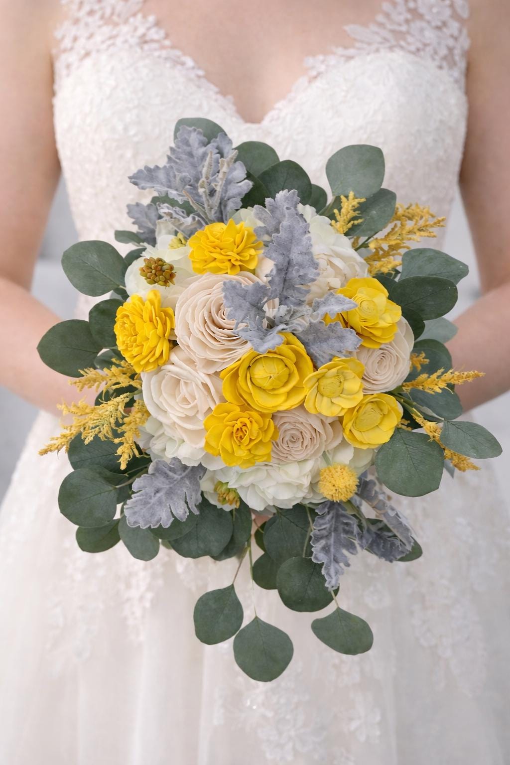 Yellow Sola Wood Bridal Bouquet