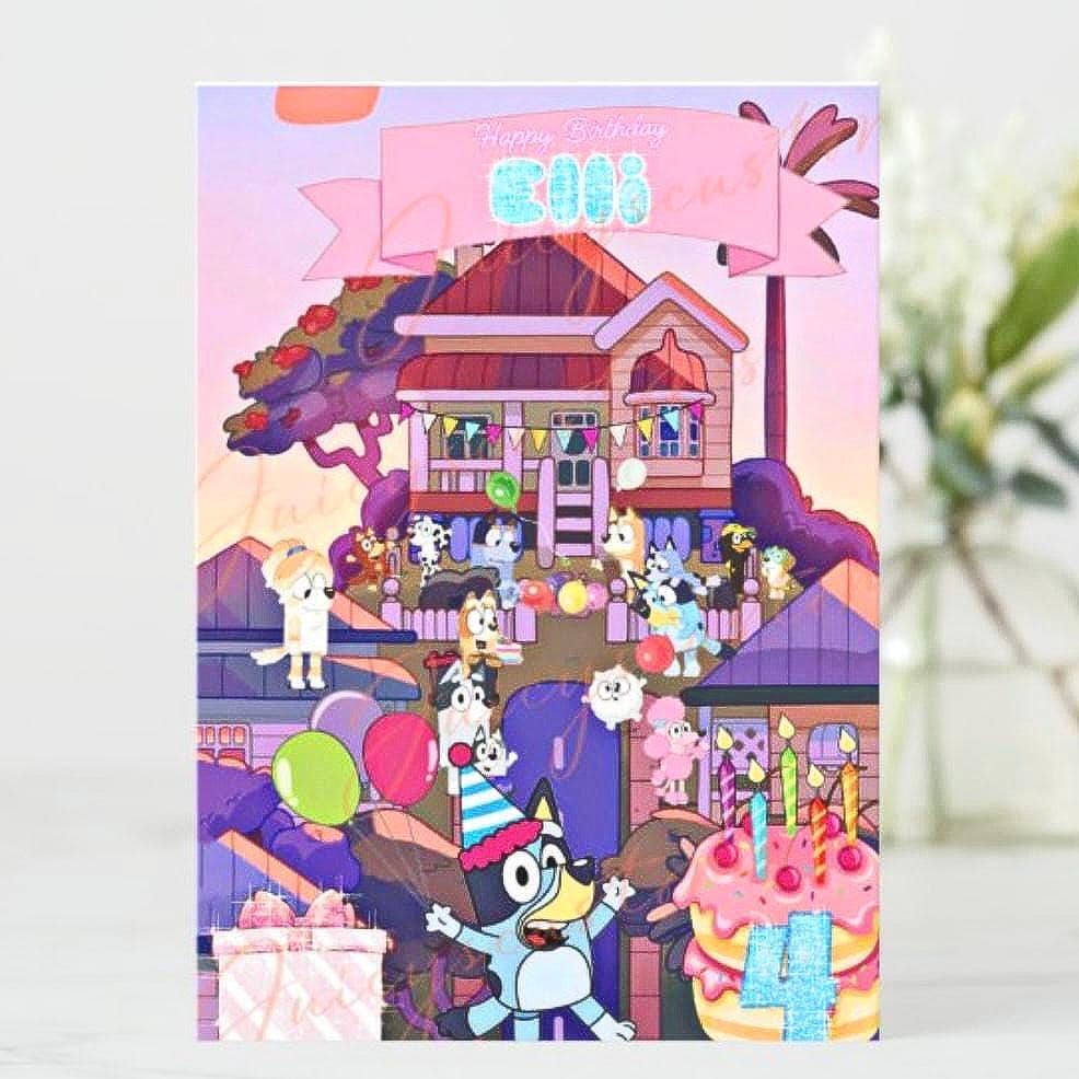 Custom Bluey Card โ Girls