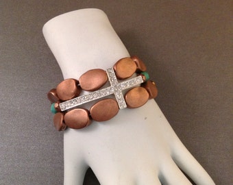 3 strand cross bracelet-copper