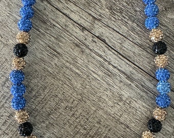Baseball Bling Necklace-Blue, brown & black