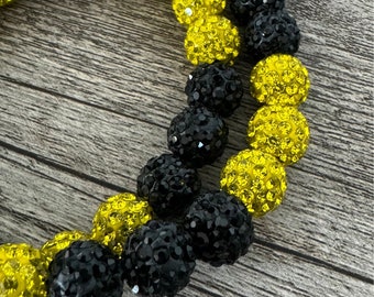 Baseball Bling Necklace-Black & yellow