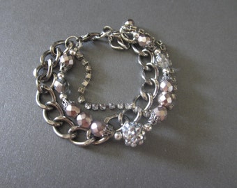 Multi strand Pink/Silver Bracelet