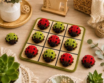 Ladybug Tic Tac Toe Crochet Pattern, Amigurumi Game Toy Tutorial (PDF Download)