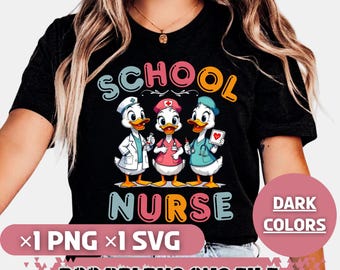 School Nurse Ducks Clipart | Cartoon Nurse Life SVG PNG (Digital Download)