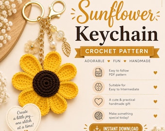 Sunflower Crochet Keychain Pattern (PDF), Easy Amigurumi Flower Tutorial