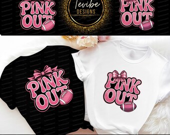 Pink Out Football Awareness PNG SVG, Breast Cancer Ribbon Clipart, American Football Design