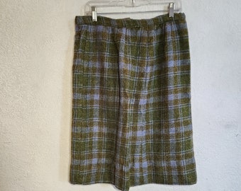 Vintage '70s Handmade Plaid Wool Skirt