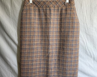 Vintage Plaid Pencil Skirt