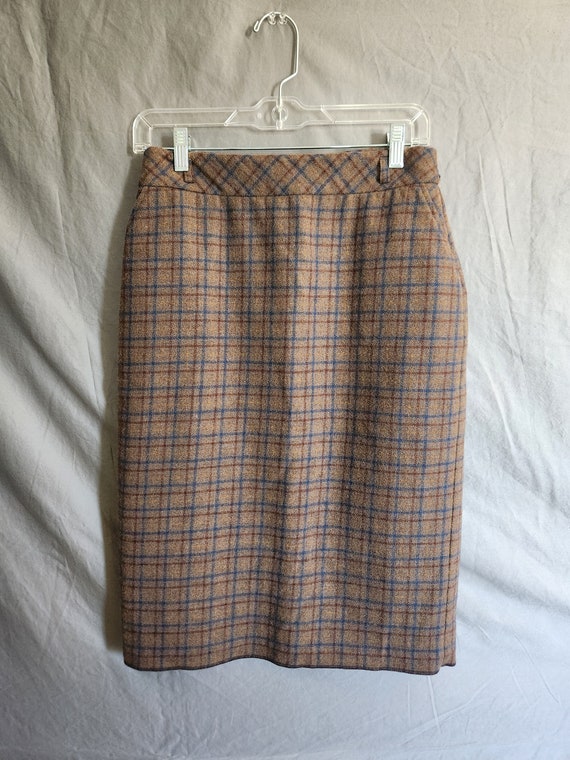 Vintage Plaid Pencil Skirt