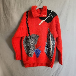 Vintage Intarsia Knit Pullover Sweater image 1