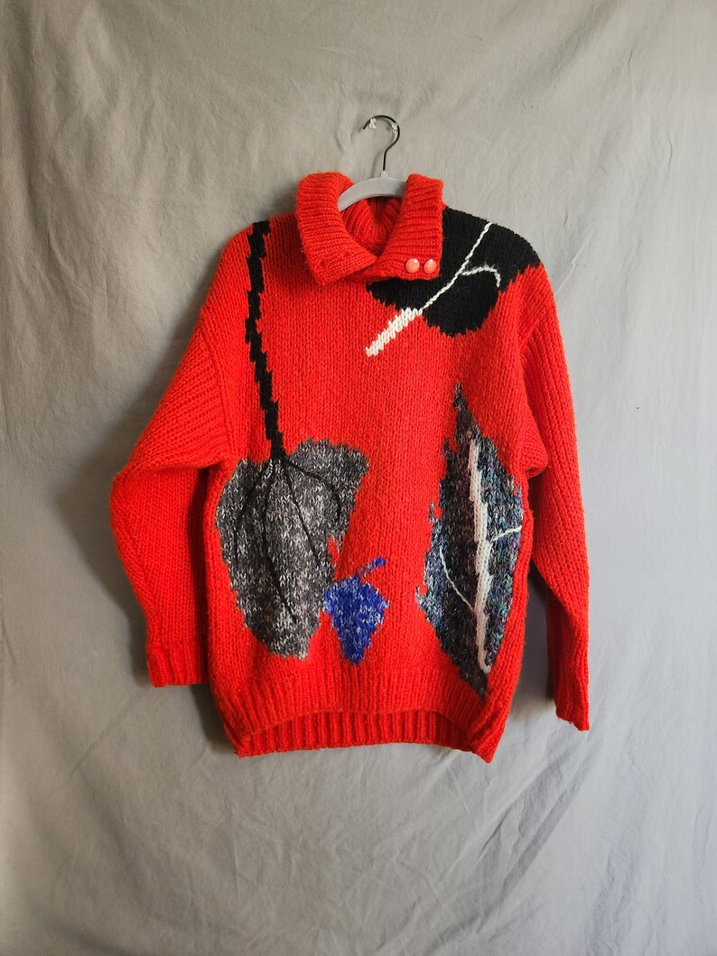 Vintage Intarsia Knit Pullover Sweater image 1