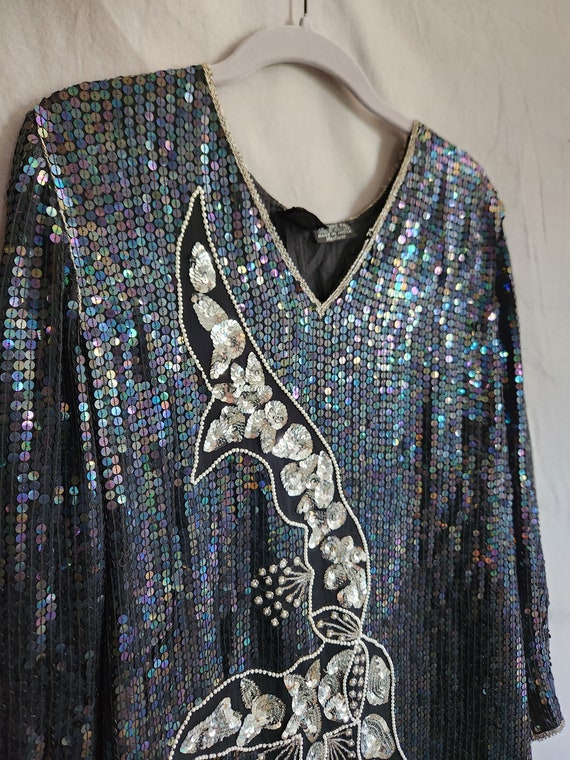 Vintage Jewel Queen Beaded Sequin Dress - image 3