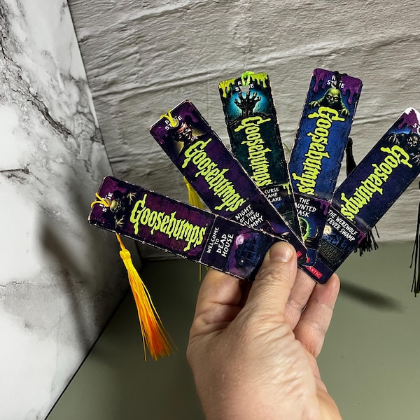 Goosebumps Inspired Book Spine Bookmark Horror Book Lover Gift Retro 90s Bookmark Spooky Reader Accessory Choose One or Complete Set