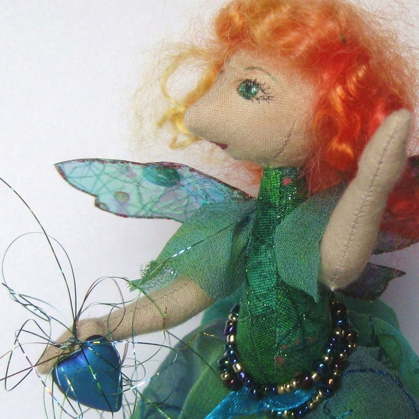 ooak cloth art doll, Aelflaed the faerie