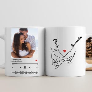 Personalized Music Photo Ceramic Mug, Perfect Valentine Day Gift, Custom Name Coffee Tea Cup, Favorite Song Artist Mug