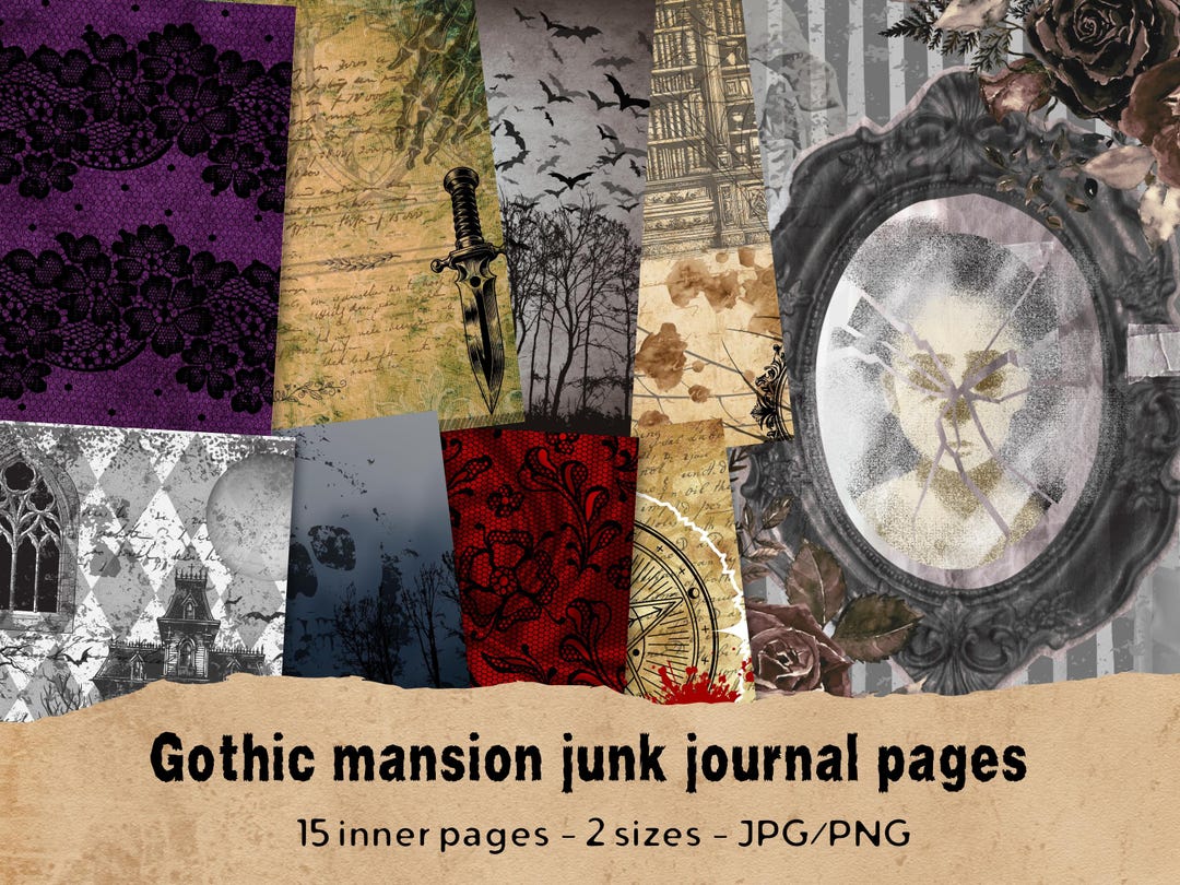 Victorian Gothic Junk Journal Printable Kit: Vintage Haunted Mansion ...