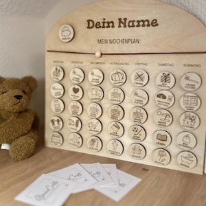 Il tuo piano settimanale - Bambini Legno Personalizzato / Set base / Piano di routine per bambini Legno Nome / Routine settimanale bambini
