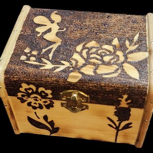 Handmade fairy wooden trinket box with clasp