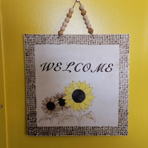 cartel de bienvenida de girasol