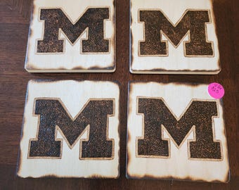 Handmade Michigan Coaster set (4)