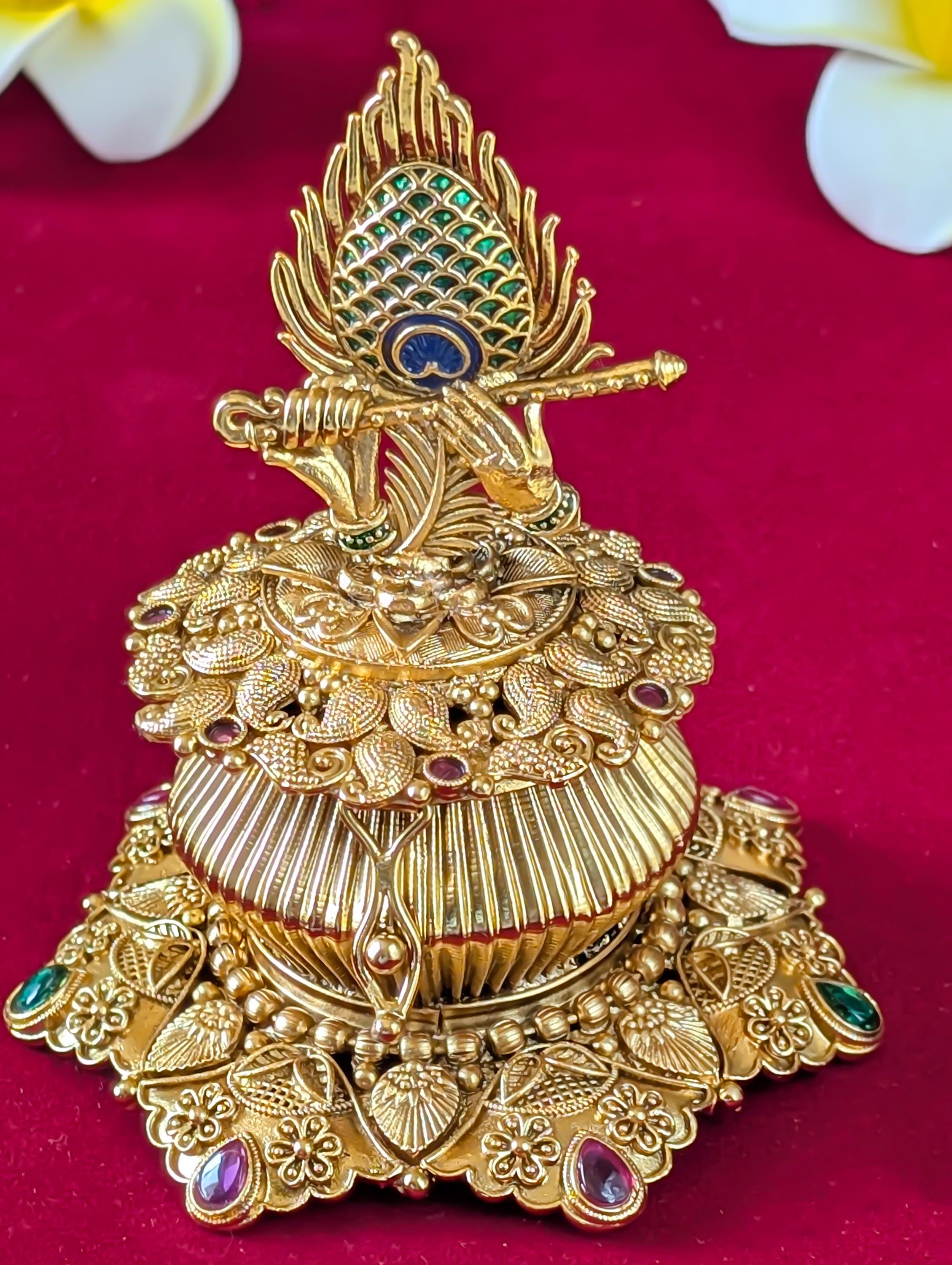 Gold Plated Sindoor Box: Indian Temple Jewelry, Peacock Design - Etsy