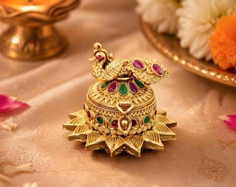 Rajwadi Polish Peacock Sindoor Dani | Return Gift | Pooja Decor| Haldi Kumkum Gift | Sindur Box