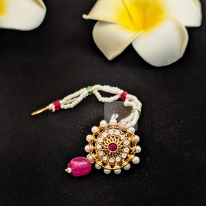 Small Gold-Plated Cubic Zirconia Studded Kids Borla / Rajasthani Jadau Borla/Bridal Maang Tikka/  Rajasthani Jewelry/  Borla Maang Tikka