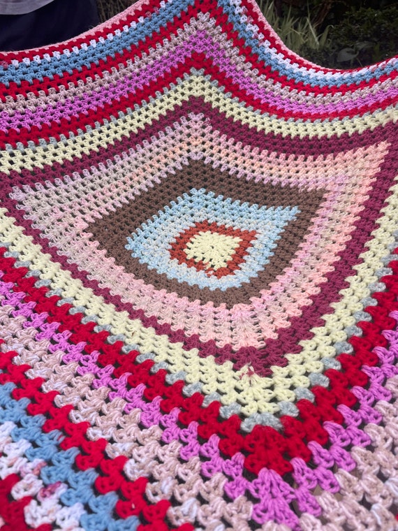 Vintage 1960 s Pastel Rainbow Cottage Hand Made Recycled Yarn
