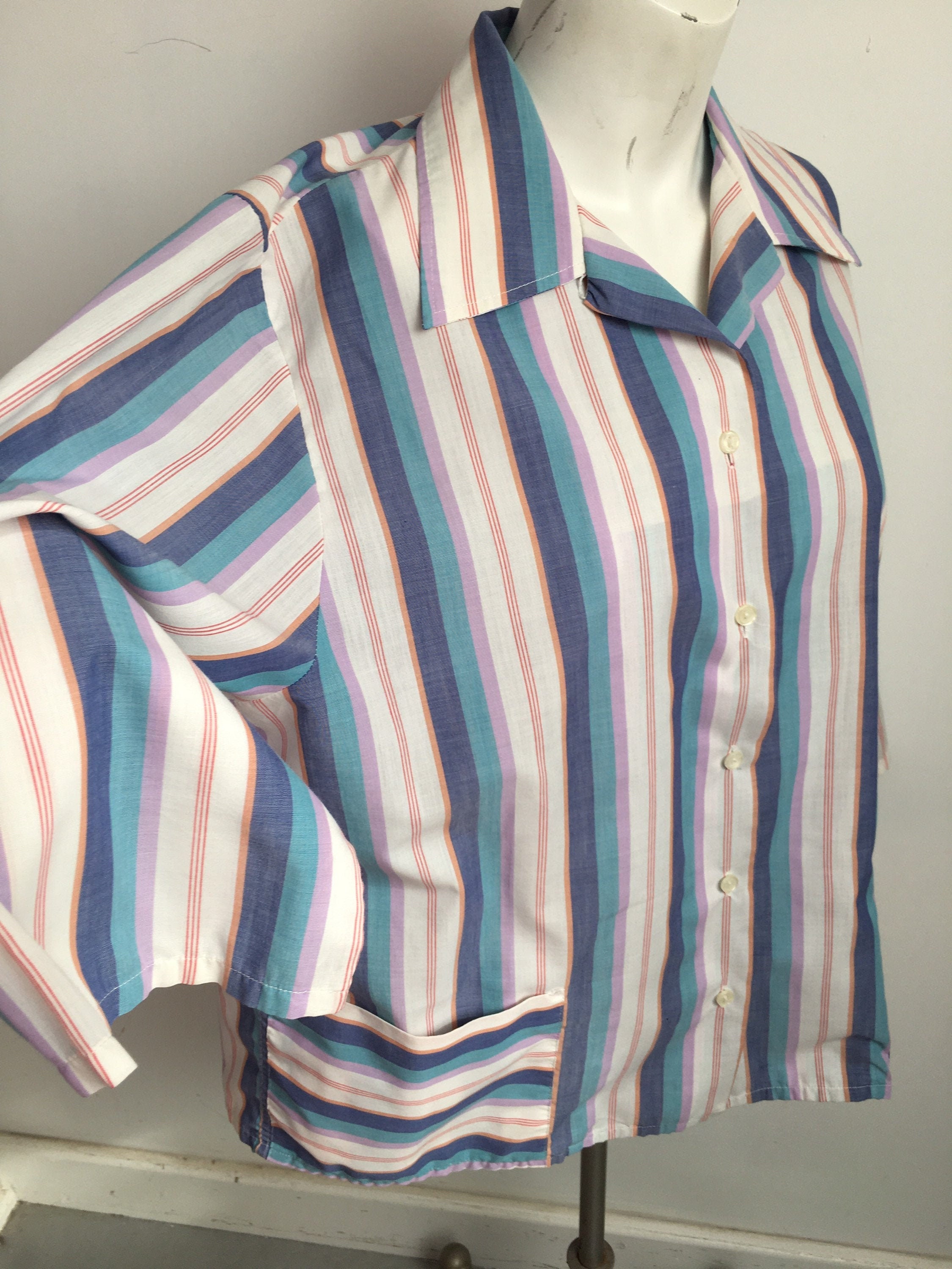 トップス 1960s Vintage EVEREST Pajama Shirt Vintage 1960s Aertex Pyjama Blouse Top Styled by Londonpride