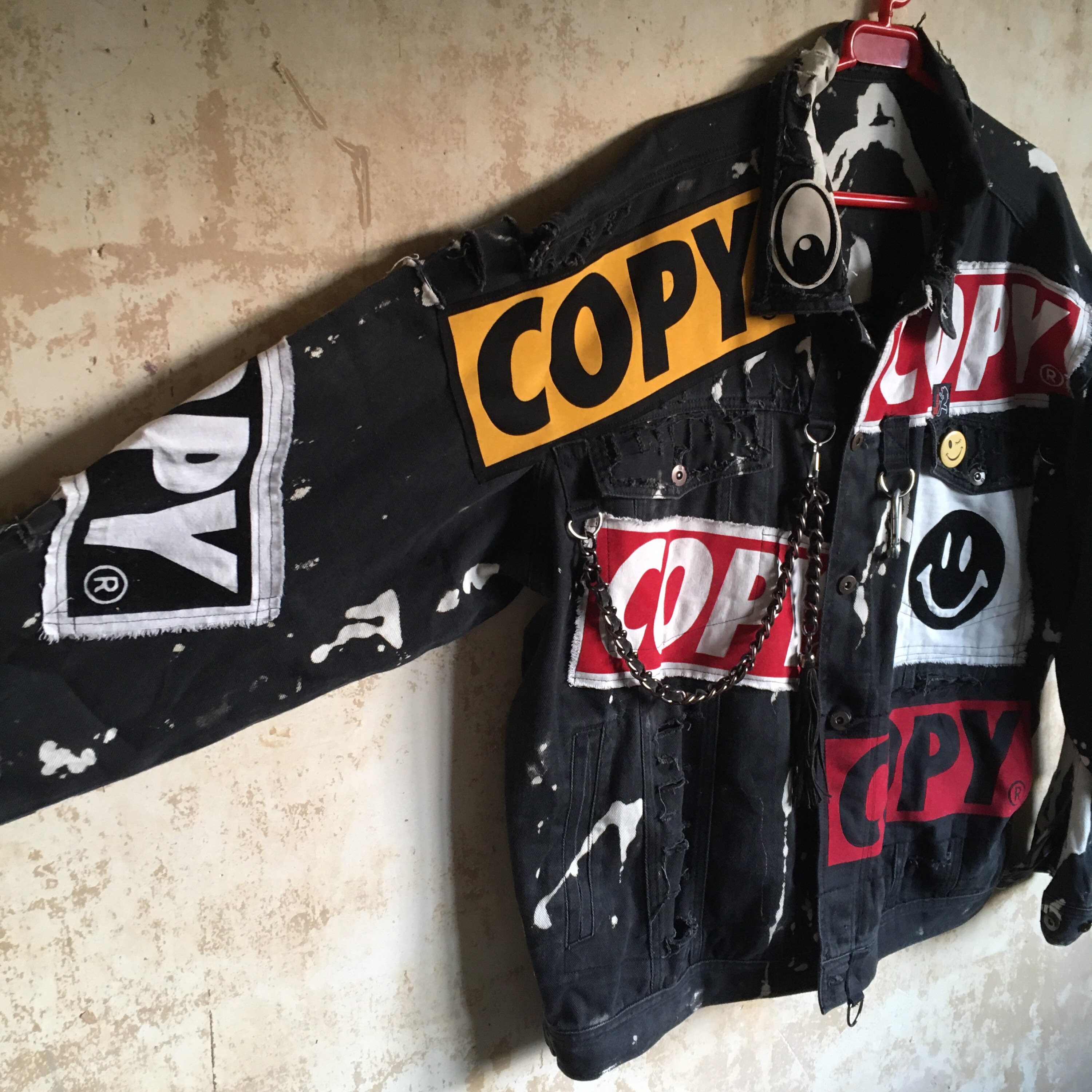 Black Custom Carnage denim jacket. Size XL. Unique Copy patch | Etsy
