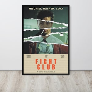 Fight Club Movie Poster - Minimalist Fight Club Wall Art - Brad Pitt Print - Cult Classic Film Poster - Fight Club Decor - Movie Fan Gift