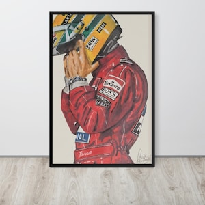 Ayrton Senna F1 Poster - Formula 1 Wall Art - Ayrton Senna Print - Framed F1 Wall Decor - F1 Fan Gift - Ayrton Senna Racing Artwork