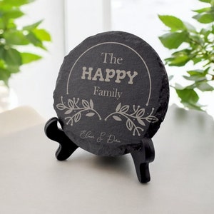 Custom Engraved Slate Coasters - Personalized Family Name Coasters - 4x4 Inches