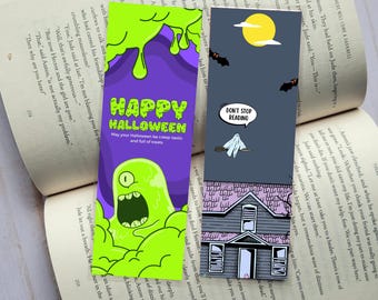 Halloween Bookmarks Set of 2, Digital Printable Halloween Bookmarks