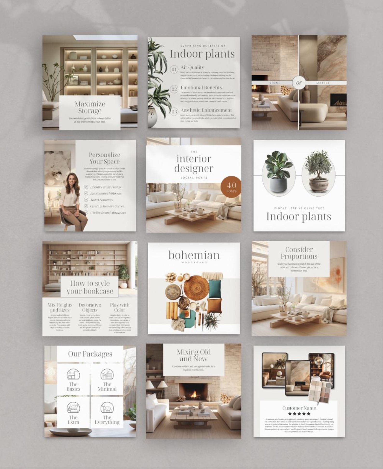 Interior Design Instagram Posts Templates, Editable Canva Creatives ...