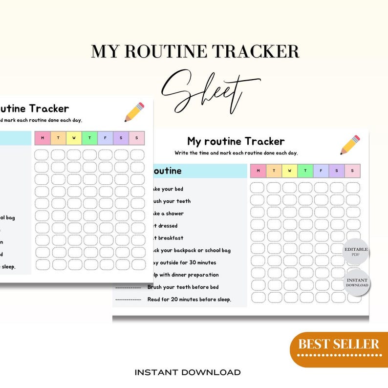 My Routine Tracker | Landscape Format | Printable | Digital PDF | Daily ...