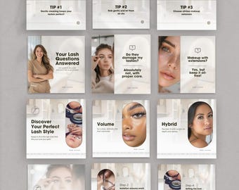 Modèles de publications Instagram Lash, créations canva modifiables, créations pour réseaux sociaux, lot de Social Media Manager