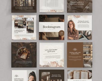 Modèles de publications Instagram Bookstagram, créations Canva modifiables, créations pour réseaux sociaux, lot Social Media Manager