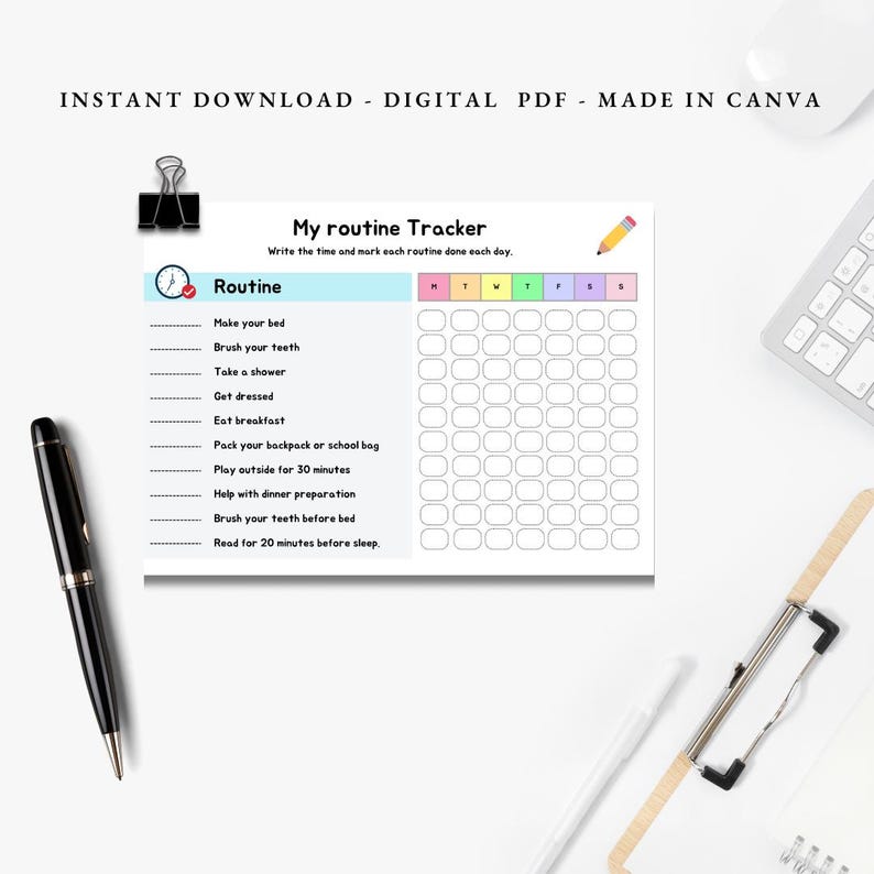 My Routine Tracker | Landscape Format | Printable | Digital PDF | Daily ...